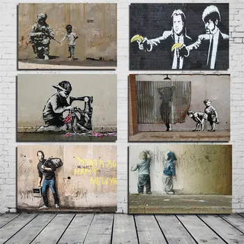 Banksy Graffiti, Poster Pop Seina Art Lõuend Maali Plakatid, Prindid, Abstraktse Seina Pildid elutoas Restorani Sisekujunduses